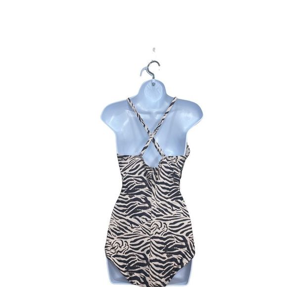 H&M Zebra Print Shaping One-piece Swimsuit khaki Sz 12 US - Picture 4 of 10